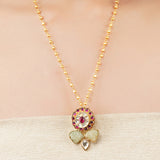 Gold Plated Poorak Kundan Flower Necklace Set