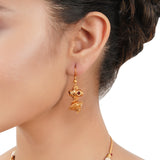 Gold Plated Poorak Peridot Tassel Necklace Set