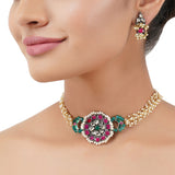 Silver Plated Poorak Kundan Choker Set