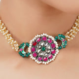 Silver Plated Poorak Kundan Choker Set