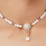 Gold Plated Poorak Zircon Necklace Set