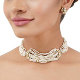 Gold Plated Poorak Kundan Pearl Choker Set