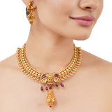 Gold Plated Poorkak Temple Necklace Set