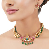 Gold Plated Poorak Kundan Choker Set