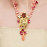Anokhi  Kundan Temple Coral Necklace