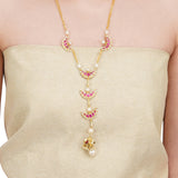 Anokhi  Kundan Red Crescent Lariat Necklace