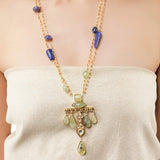 Gold Plated Poorak Kundan Lapiz Necklace Set