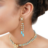 Gold Plated Poorak Zircon Turquoise Necklace Set