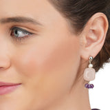 Dor Silver Gold Plated Rose Quartz & Amethyst Strand Set