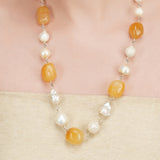 Dor Gold Plated Citrine Pearl StrDor Gold Plated Citrine Pearl Strand Setand Set