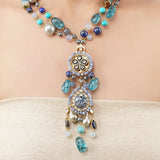 Gold Plated Poorak Turquoise Kundan Tassel Necklace Set
