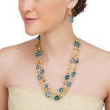 Dor Gold Plated Blue Topaz Double Strand String Set