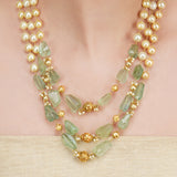 Dor Gold Plated Fluorite Pearl  Double Strand Set
