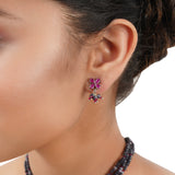 Silver Plated Poorak Ruby Iolite  Necklace Set