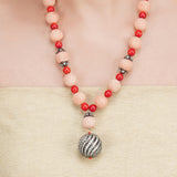 Dor Silver Plated Coral Zircon Strand Set