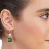 Dor Gold Plated Green Onyx Tassel Strand Set
