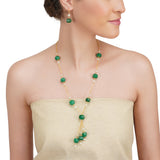 Dor Gold Plated Green Onyx Tassel Strand Set