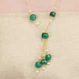 Dor Gold Plated Green Onyx Tassel Strand Set