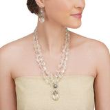 Dor Silver Plated Rock Crystal Double Strand Set