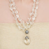 Dor Silver Plated Rock Crystal Double Strand Set