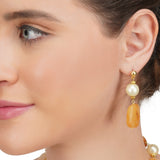 Dor Gold Plated Citrine Pearl Strand Set