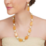 Dor Gold Plated Citrine Pearl Strand Set