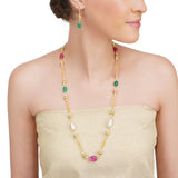Dor Gold Plated Chain Green Onyx & Tourmaline String Set