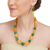 Dor Gold Plated Citrine Green Onyx Strand Set