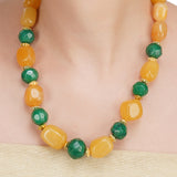 Dor Gold Plated Citrine Green Onyx Strand Set