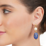 Dor Gold Plated Lapiz Pearl Strand Set