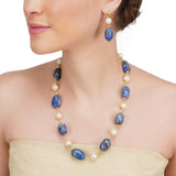 Dor Gold Plated Lapiz Pearl Strand Set