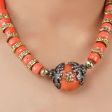 Silver & Gold Plated Poorak Coral Choker Set