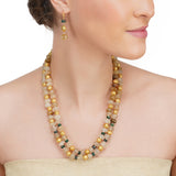 Dor Gold Plated Rose Quartz Double Strand String Set