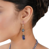 Silver Plated Poorak Zircon Blue Tassel Necklace Set