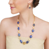 Dor Gold Plated Lapiz Pearl Strand Set