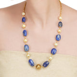 Dor Gold Plated Lapiz Pearl Strand Set