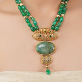 Gold Plated Poorak Green Heritage Necklace Set