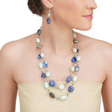 Dor Silver Plated Lapiz Chrysophase Double Strand Set