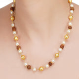 Dor Gold Plated Rudraksh Pearl Strand Set