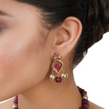 Gold Plated Poorak Kundan Tourmaline Heritage Necklace Set