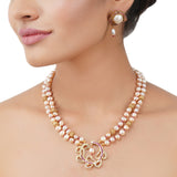 Gold Plated Poorak Floral Vine Ruby Necklace Set
