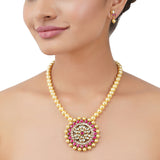 Gold Plated Poorak Kundan Pendant Necklace Set