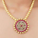 Gold Plated Poorak Kundan Pendant Necklace Set