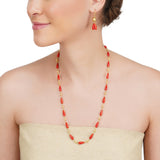 Dor Gold Plated Coral Drop Bead String Set