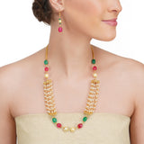 Dor Gold Plated Pearl & Ruby Jade String Set