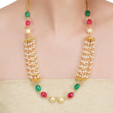 Dor Gold Plated Pearl & Ruby Jade String Set