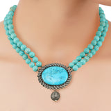 Silver Plated Poorak Victorian Turquoise  Necklace Set