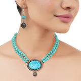 Silver Plated Poorak Victorian Turquoise  Necklace Set