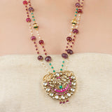 Gold Plated Poorak Kundan Red Green Necklace Set
