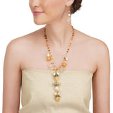 Dor Silver Gold Plated Citrine Pearl Tassel String Set